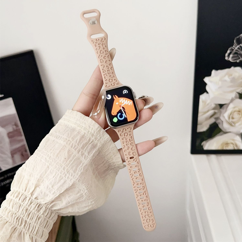 เสือดาวพิมพ์สายนาฬิกาซิลิโคนเหมาะสำหรับ Apple Watch series 9 8 7 6 se ultra 49mm44mm45mm i watch5 4 3 2 41mm38mm40mm42mm