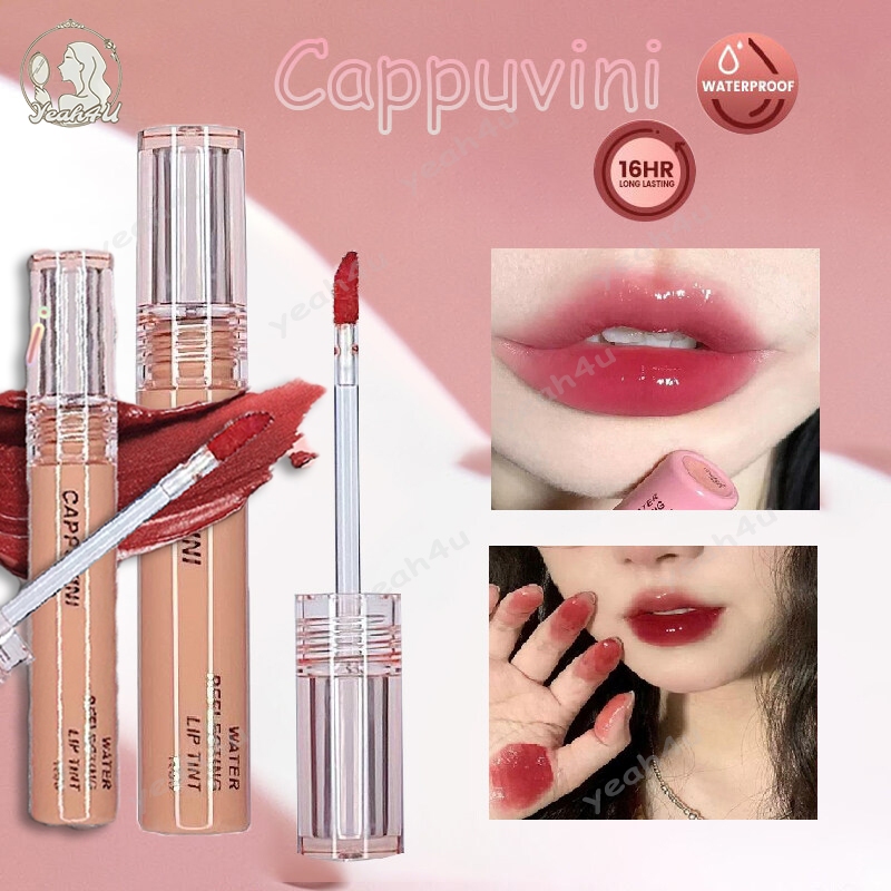 กระจกน้ํา ลิปสติก Cappuvini ลิปกลอส เคลือบริมฝีปาก ใช้ได้ทั้งปากและแก้ม lip gloss กันน้ํา ติดทนนาน ให้ความชุ่มชื่น
