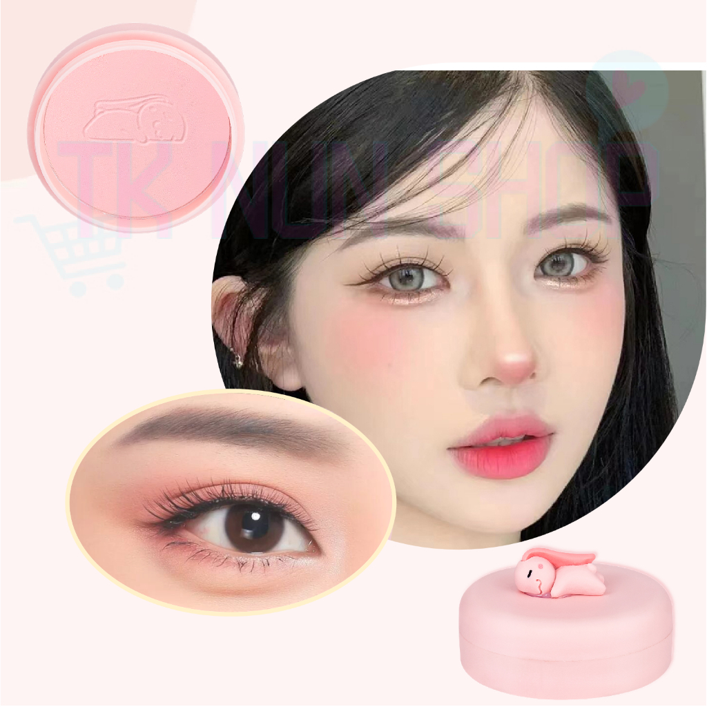 พร้อมส่งจากไทย บลัชออนกระต่ายสไตล์เกาหลี แบบฝุ่นเนื้อแมตต์บางเบา สีชัดติดทนตลอดวัน แถมพัฟแป้งด้วย
