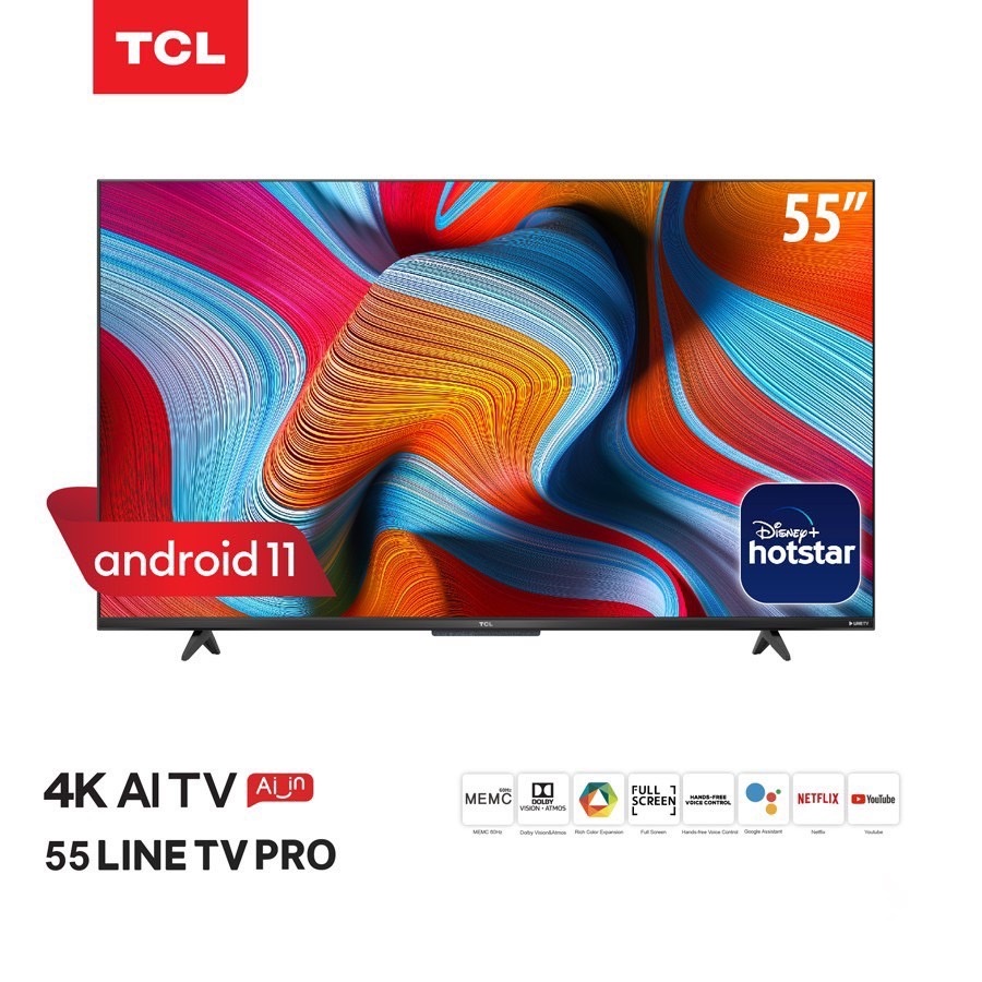 ❤️Love Sale❤️[NEW Premium 4K] TCL 4K ทีวี 55 นิ้ว LED 4K UHD Android 11 Wifi Smart TV OS (รุ่น 55LINETVPRO)