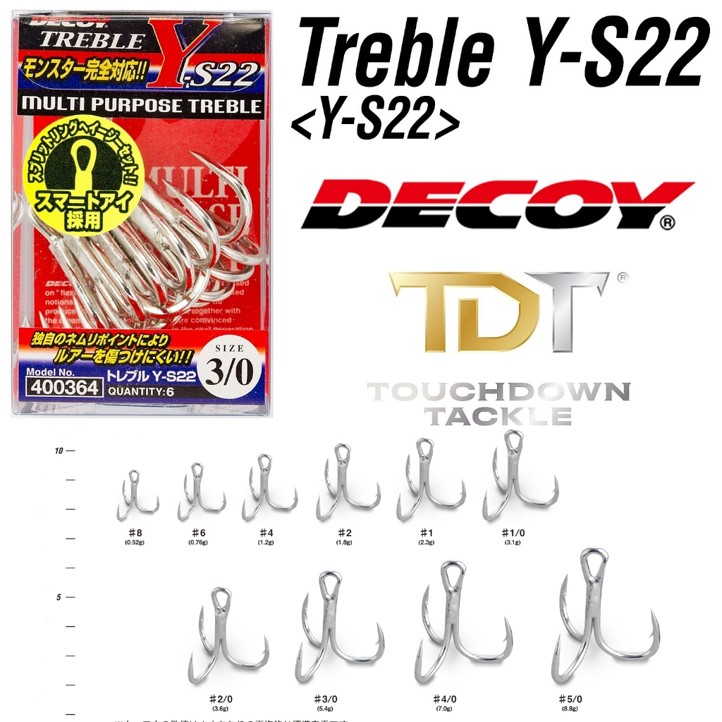 ตัวเบ็ดสามทาง DECOY Y-S22 ตัวเบ็ดสามทางใหญ่ งานแคสติ้ง โหดๆ JAPAN 100%