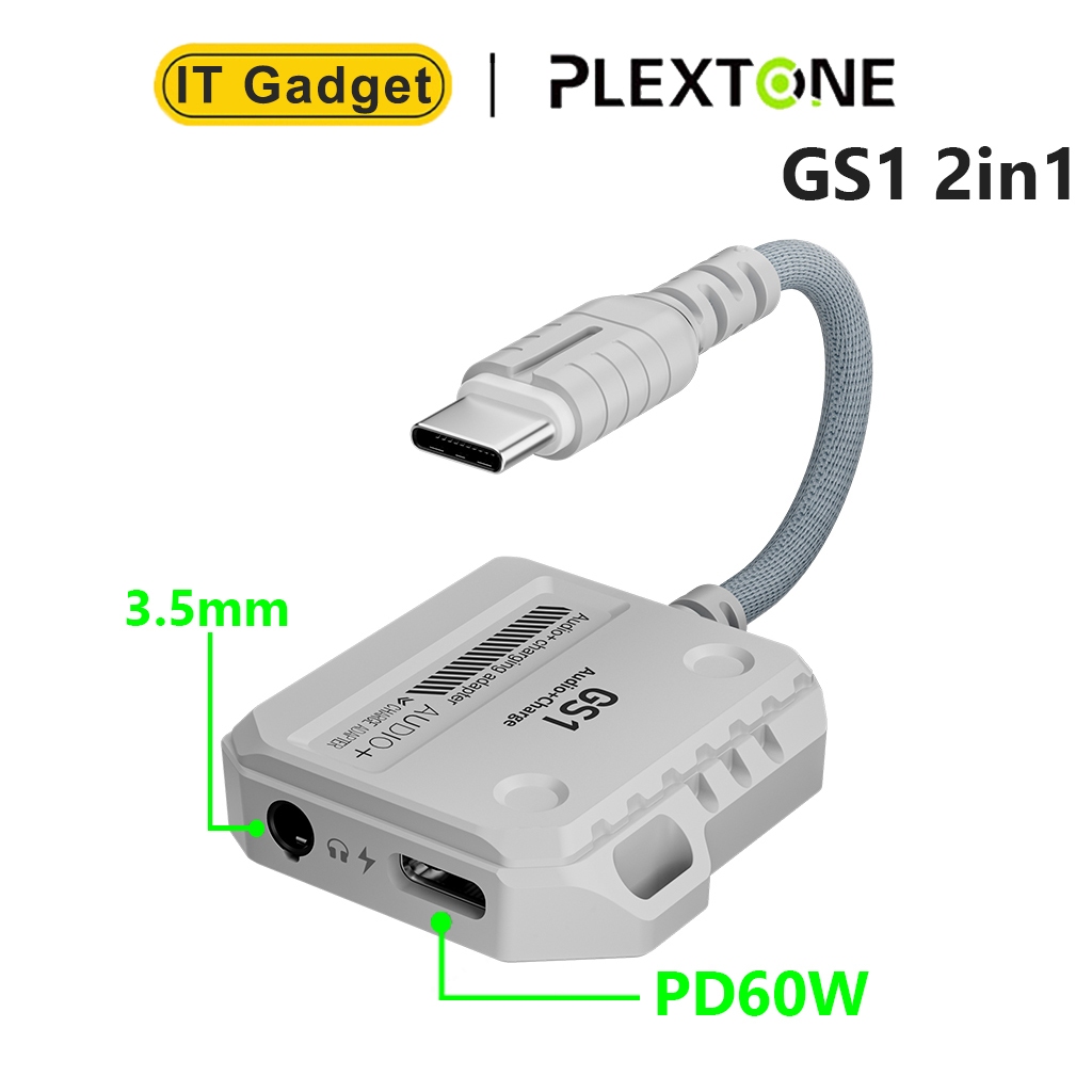 Plextone GS1 สายแปลง Type C to 3.5mm หางหนู Game Audio Adapter ซาวการ์ด Hi-Res 24bit/96KHz รองรับชาร