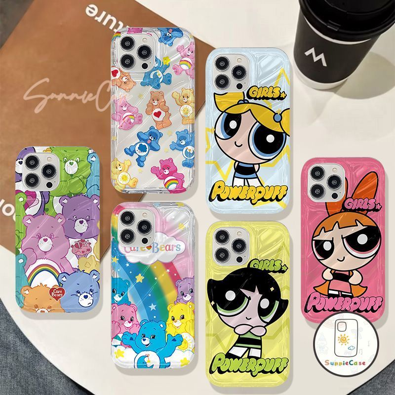 ไอโฟน 11 คาร์โตนแคร์แบร์น่ารัก เคส Super Girls สำหรับ iPhone 13 11 14 15 12 Pro Max XR X XS Max 14 8 15 6s 7 6 Plus