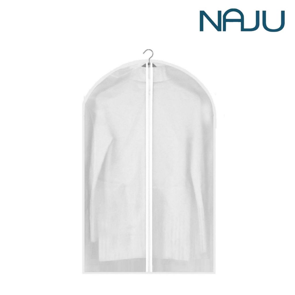Naju ถุงคลุมเสื้อผ้ากันฝุ่น สำหรับใส่สูท เสื้อ เดรส มีซิป ถุงคลุมเสื้อผ้า กันฝุ่น กันน้ำ ถุงคลุมชุด ความยาว 80-140ซม.