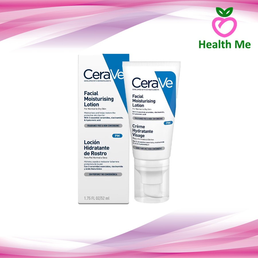Cerave Facial Moisturizing Lotion PM 52ml เซราวี โลชั่นบำรุงผิวหน้า สำหรับผิวธรรมดา เพื่อเพิ่มความชุ่มชื้น.