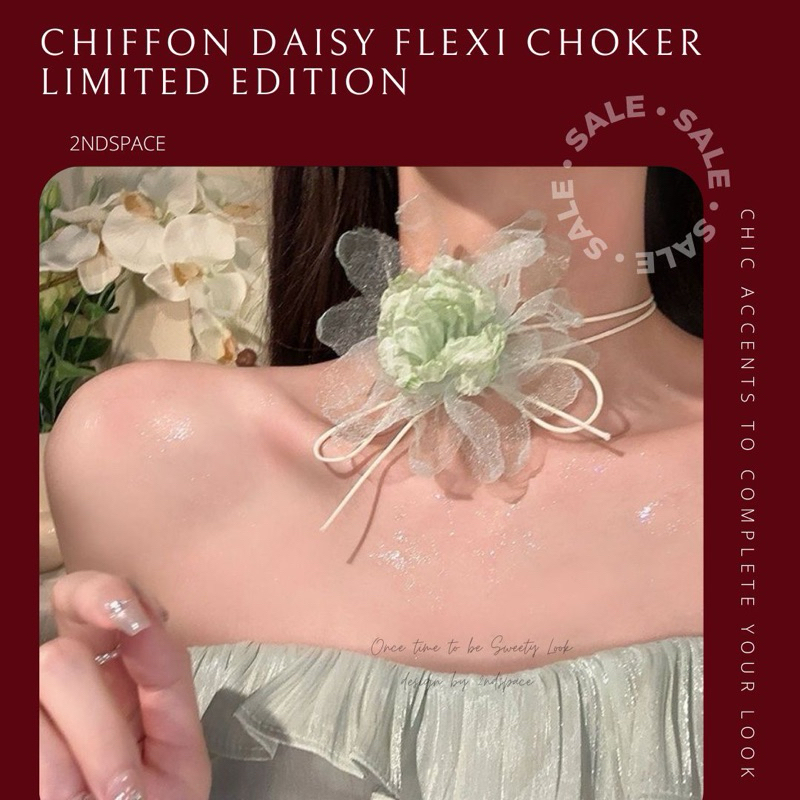SALE โช้กเกอร์ดอกไม้สีพาสเทล สไตล์สาวหวานแอบSexyเบาๆ Chiffon Daisy Flexi Choker พร้อมส่งนะค้า