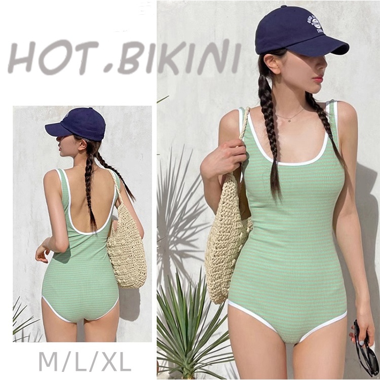 🌸Hot.Bikini  ชุดว่ายน้ำชิ้นเดียว ชุดว่ายน้ำใหม่ เปลือย ลายที่จัดส่งจากประเทศไทย#0302