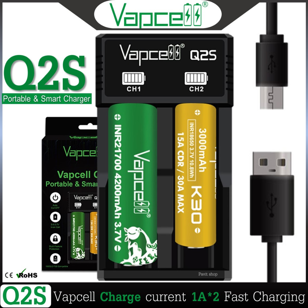 Vapcell Q2S charger เครื่องชาร์จถ่าน แบบ 2 ช่อง