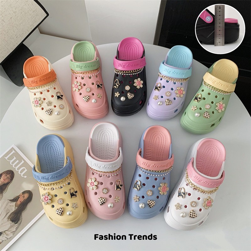 (พร้อมส่งจากไทย) รองเท้าหัวโต แถมสติ๊กเกอร์ 🩰 SHO-H-13A สีพาสเทล รองเท้าส้นหนา พื้นนิ่ม สูง 5 ซม. ajaygna1991