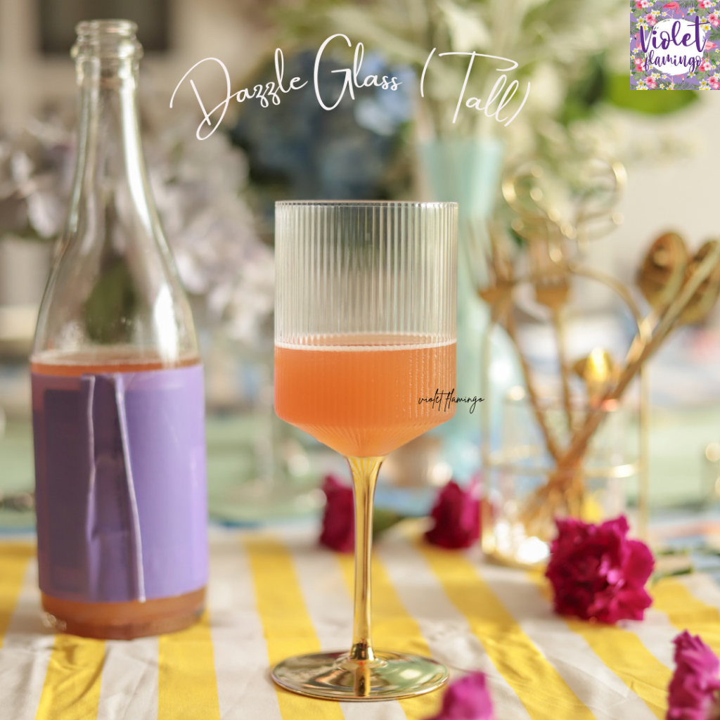 Violet Flamingo แก้วค็อกเทล แก้วไวน์ รุ่น Dazzle Glass แก้วใสลายริ้วก้านทอง ฐานแก้วสีทอง แก้วไวน์สุดหรูพร้อมกล่องของขวัญ ราคา ถูกที่สุด ดีลบีเคเค แกลเลอรีภาพที่ 9