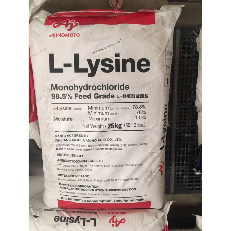L-Lysine แอล-ไลซีน ขนาด 1 กิโลกรัม สร้างการเจริญเติบโต สุนัข แมว ไก่ เป็ด สุกร วัว ปลา กุ้ง