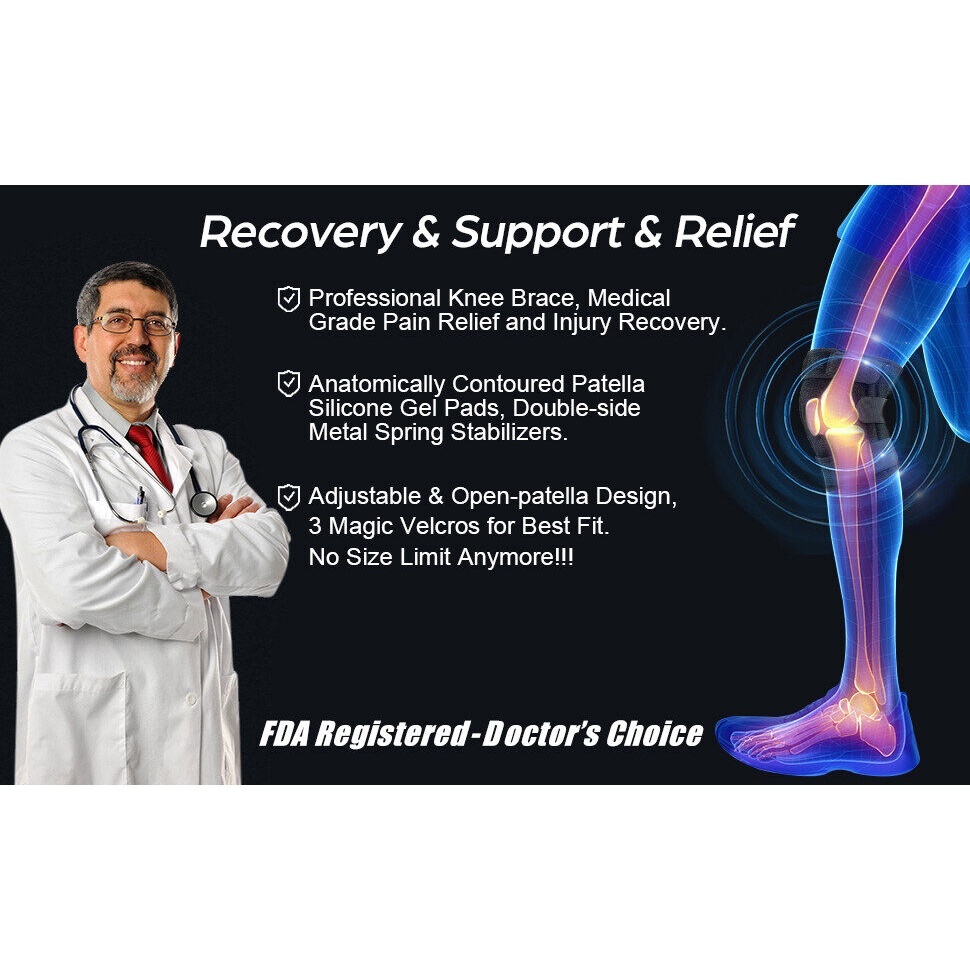 NEENCA Kneepad วงเดือนฉีกขาด, ACL ร้อม Side Stabilizer และ Patella Gel Pad, สายรัดปรับระดับได้, สายรัดพยุงเข่า - รูปที่ 7