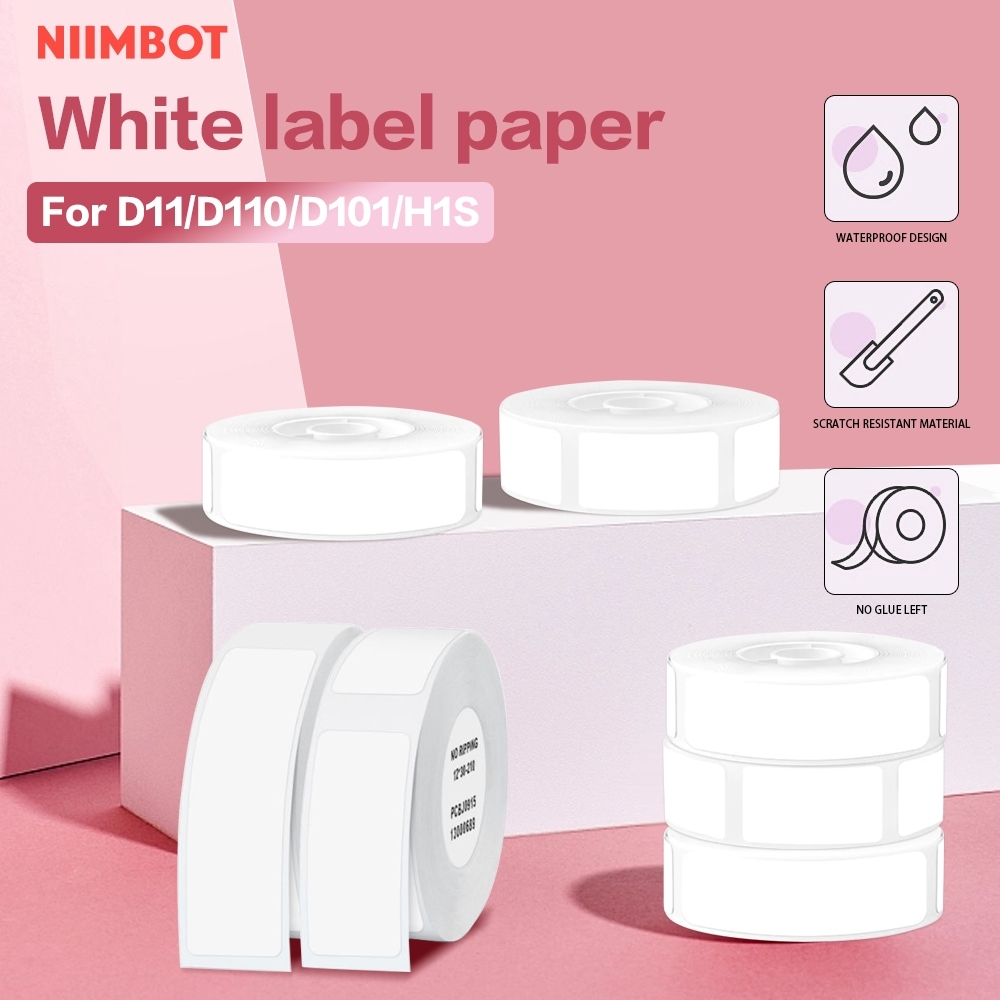 3Pcs White Label Paper for NIIMBOT D11/D110/D101/H1S Thermal Barcode Name Sticker Data Tag Waterproo