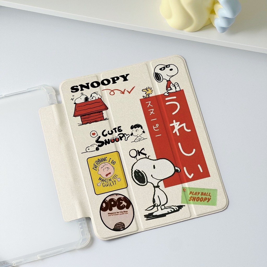 จัดส่งทันที case iPad Snoopy Pro11 2024 Gen10 Air6 Pro11 2020 Air4/5 Gen9 น่ารัก การ์ตูน Gen8 mini7