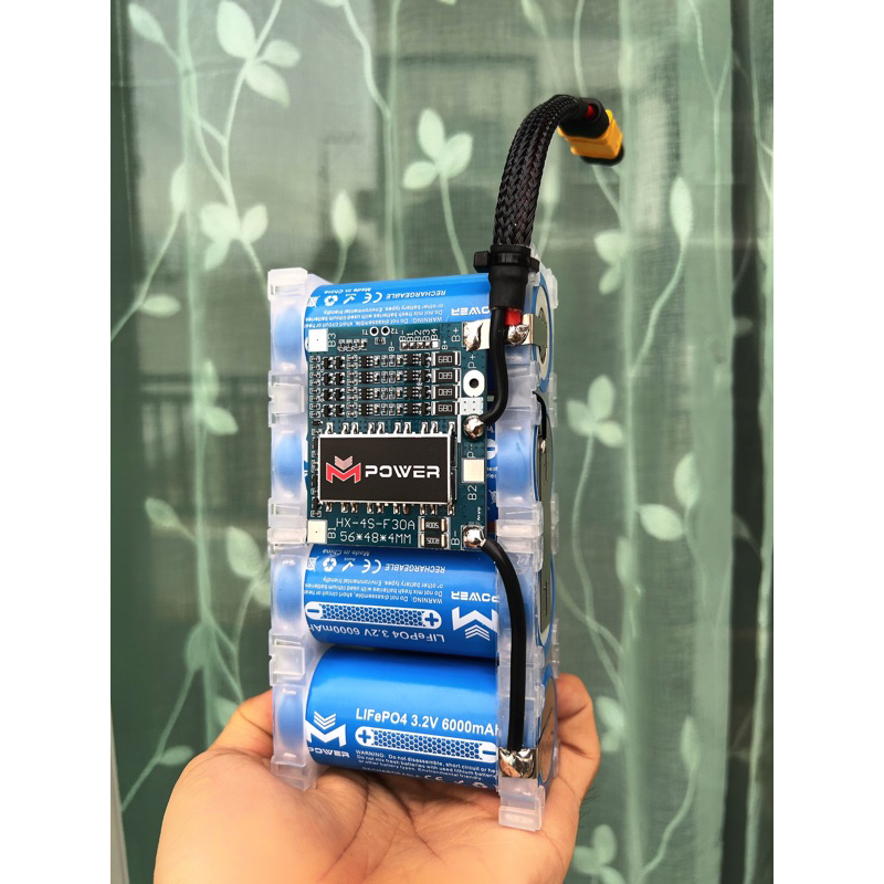 แบตเตอรี่ลิเธียมเหล็กฟอตเฟต 4S 12.8V 6Ah พร้อม BMS 30A Mpower
