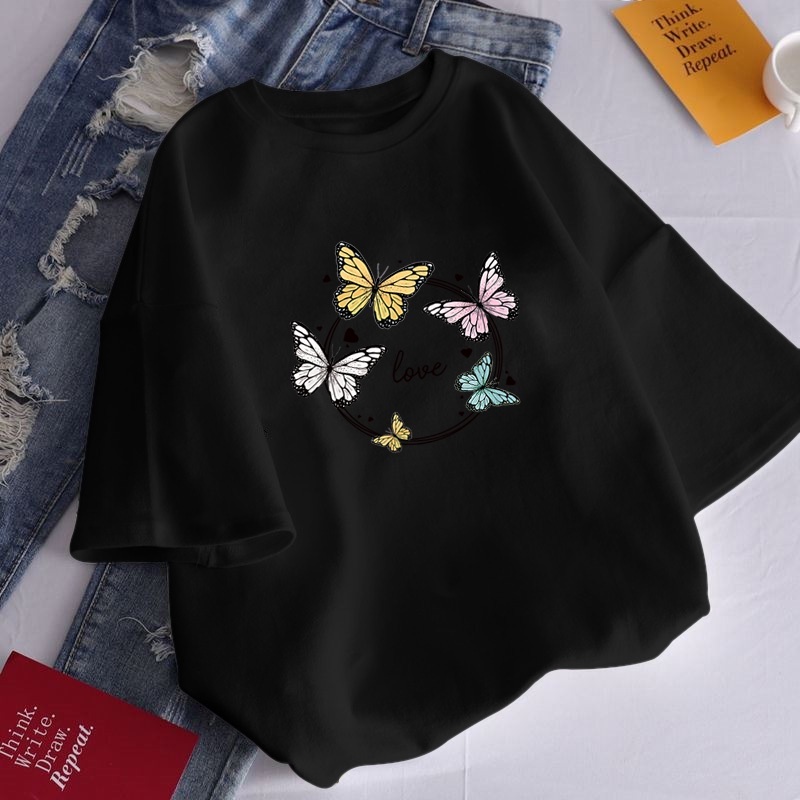 NEW สินค้าเข้าแล้ว เสื้อลำลองแขนสั้นคอกลมลวดลายน่ารักๆใครๆก็ชอบ ผ้าฝ้ายใส่ดี