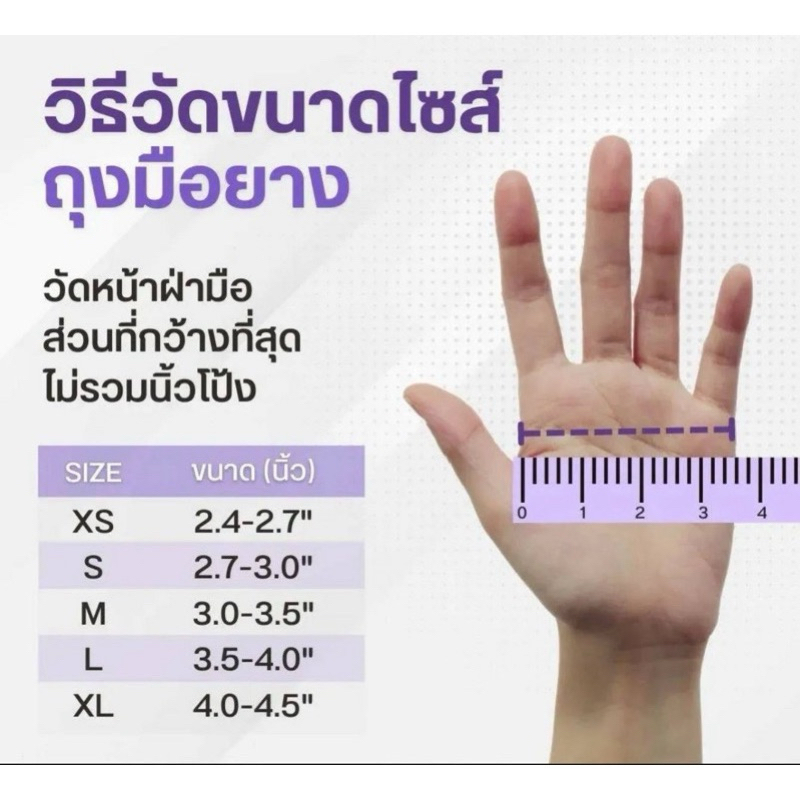 ถุงมือยางสีขาว ไนไตรและ LATEX (100ชิ้น) เกรดการแพทย์ พร้อมส่ง S M Lถุงมือตรวจโรค - รูปที่ 4