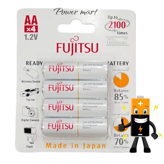 ถ่านชาร์จฟูจิตสึ (Fujitsu) AA 2000mAh แพ็ค 4 ก้อน (ของแท้)