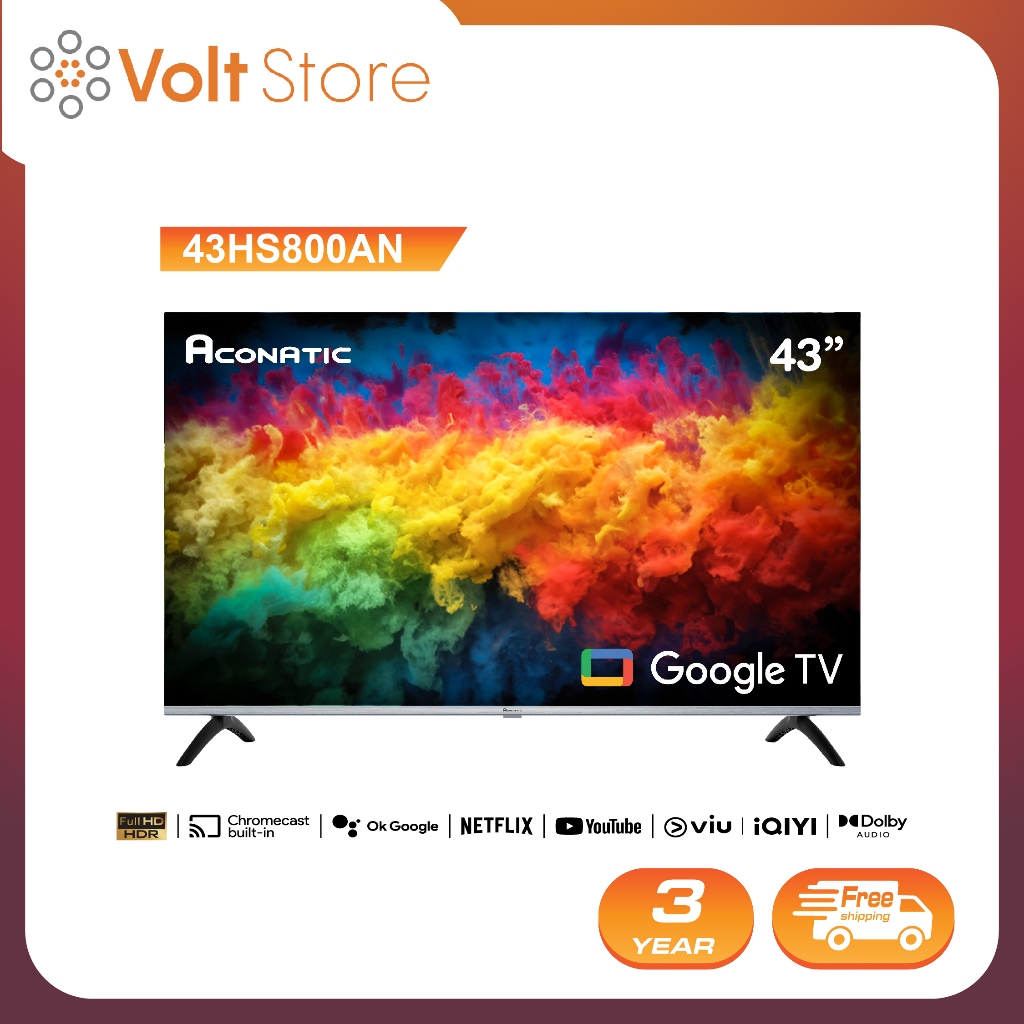 Aconatic ทีวี 43 นิ้ว FHD Google TV รุ่น 43HS800AN ระบบปฏิบัติการ Google (รับประกัน 3 ปี)