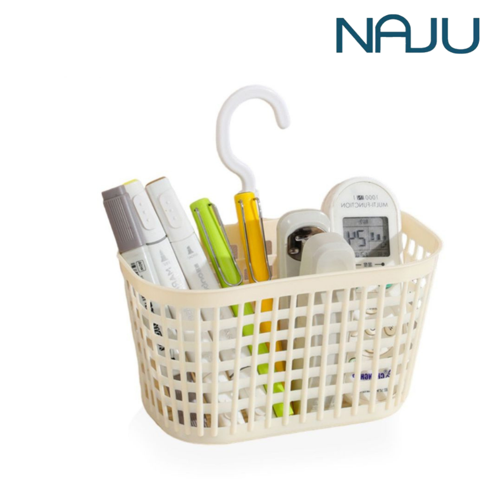 Naju ตะกร้าแบบแขวน ตะกร้าแขวนในห้องน้ำ Hangable basket มีหูสำหรับแขวน เก็บของใช้ในห้องน้ำ ห้องครัว ให้เป็นระเบียบ