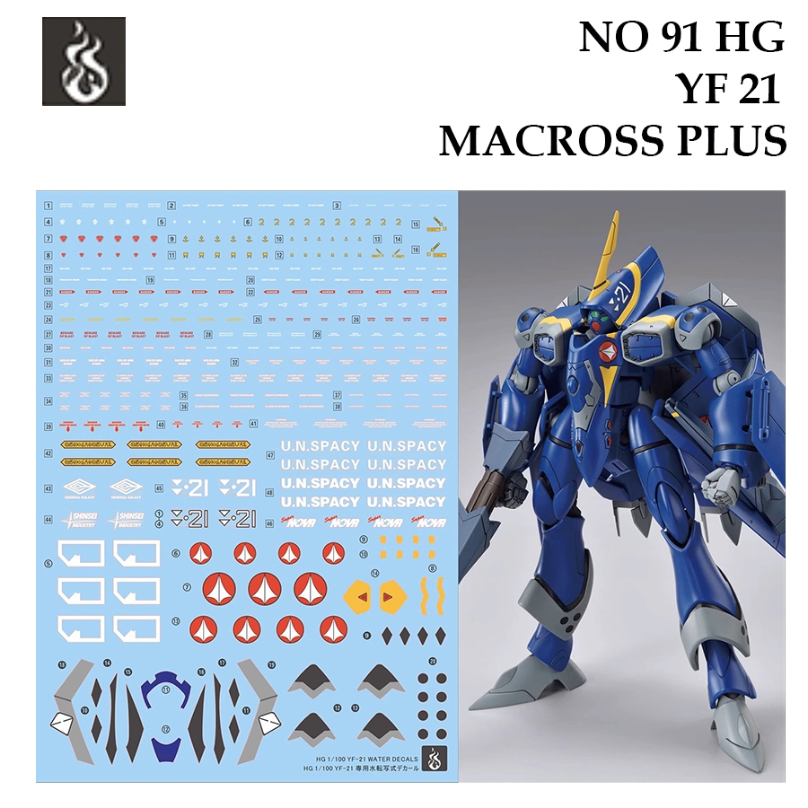 ดีคอลน้ำ [Ghost] HG 91 YF21 MACROSS PLUS HG 1/144 WATER SLIDE DECAL FLUORESCENT MODEL KITS HG91