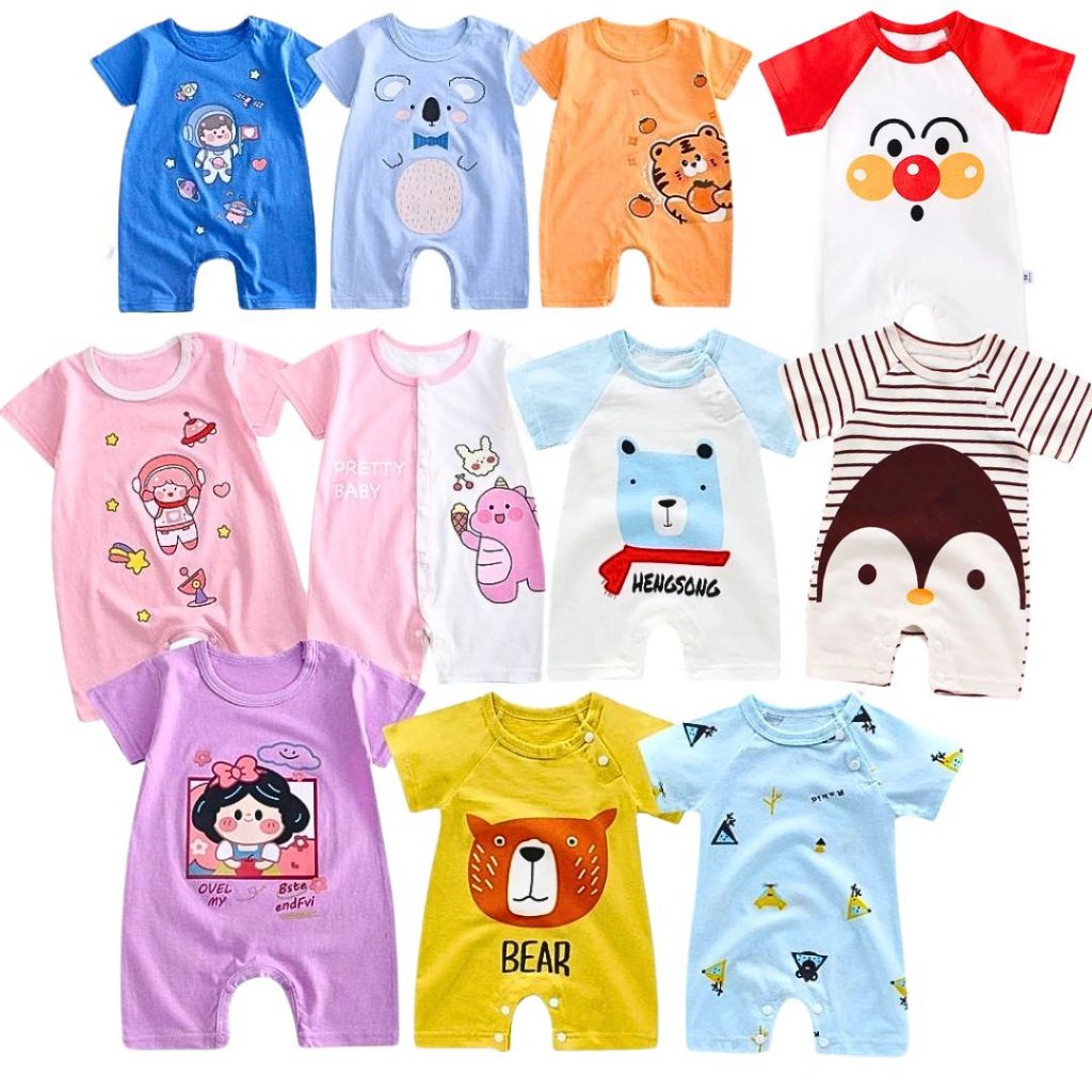 พร้อมส่ง(20ลาย)!! บอดี้สูทเด็ก จั๊มสูทเด็ก เนื้อผ้าดี แขนสั้นขาสั้น