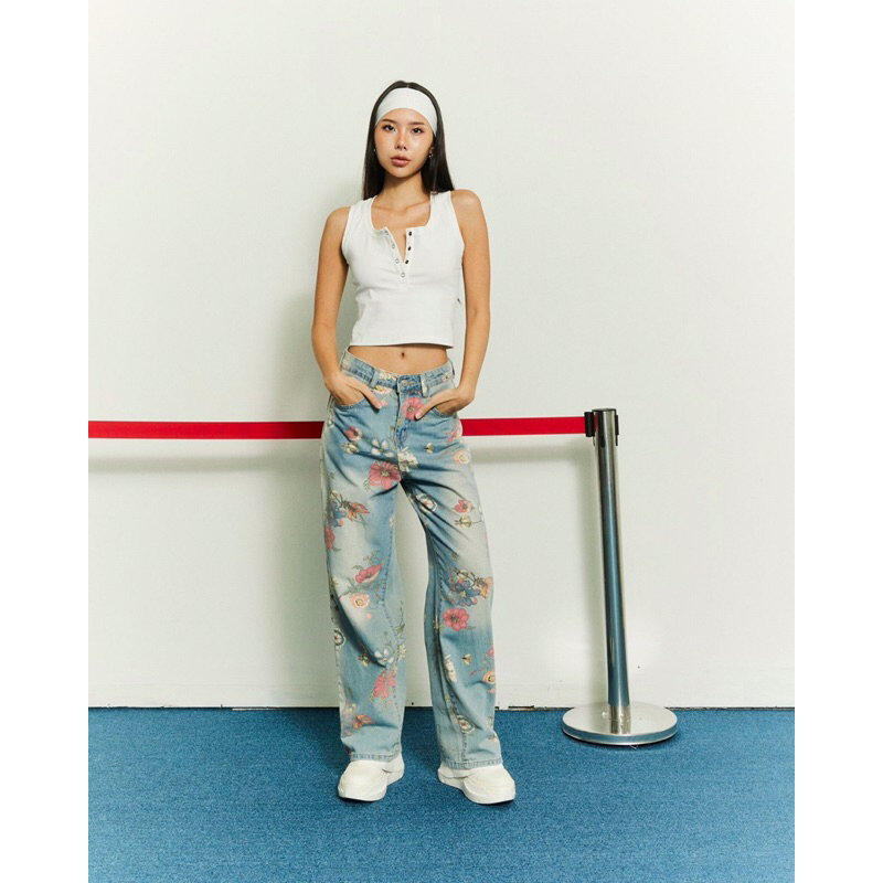W.B PROJECT- floral jeans