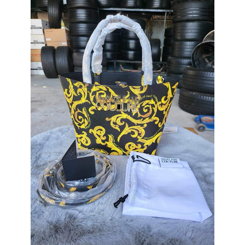 Versace Jeans Couture baroque print tote bag ของแท้เท่านั้น