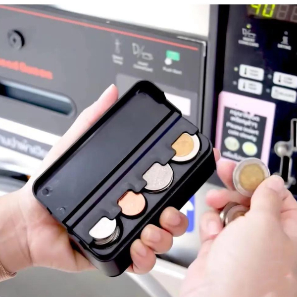 ID888 กล่องเก็บเหรียญ แบบพกพา สีดํา สําหรับใส่เหรียญในรถยนต์ พร้อมส่ง