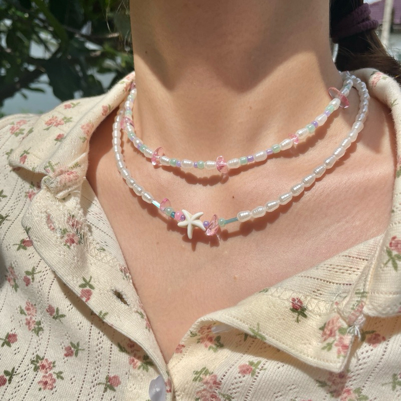 Piing me Necklace | สร้อยคอไข่มุกพลาสติกทรงไข่มุกน้ำจืด ✨〰️🫧🏝️