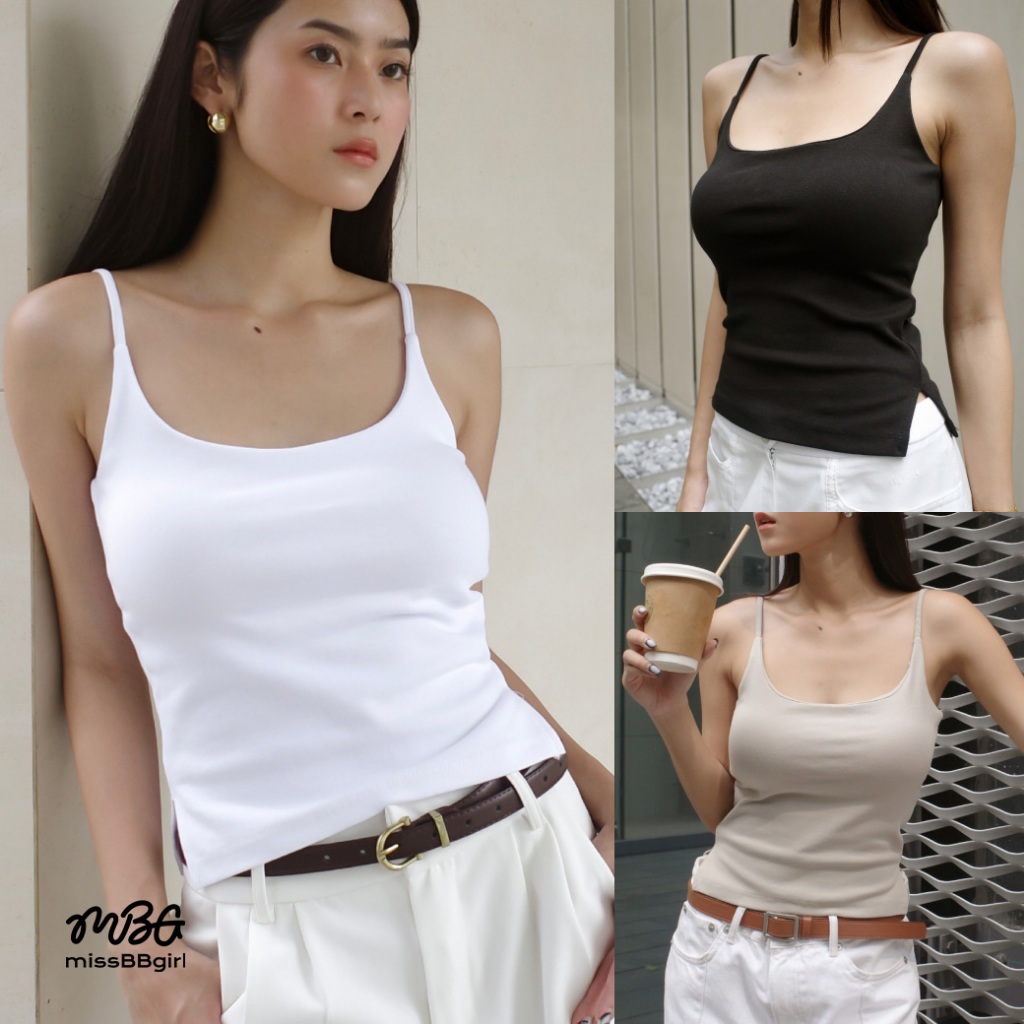 เสื้อสายเดี่ยว บราในตัว มีฟองน้ำ 2in1 รุ่น BiBi ขนาด Freesize made in Korea | missBBgirl