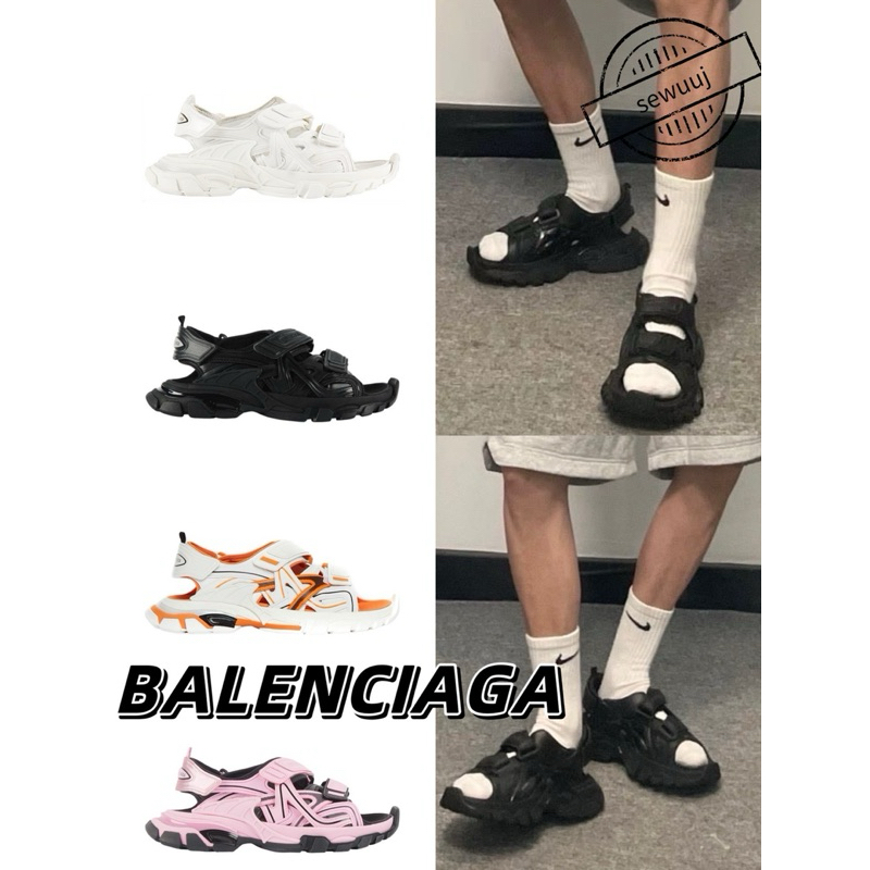 รองเท้าแตะชายหาดดูดซับแรงกระแทก BALENCIAGA Track 2.0 ของแท้สำหรับผู้ชายและผู้หญิง