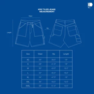 Kodangs Tyler Jeans - กางเกงยีนส์ขาสั้นผ้าฟอก กางเกง Jort สีดำ สียีนส์