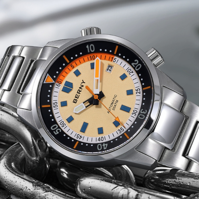 [Pre-order][ออโต้] Berny AM439MS Drive IN-Bezel 42MM BGW9 AR Flat Sapphire Miyota 8215 200M