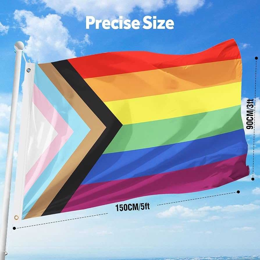 ธงสายรุ้ง New Transgender ธงโบก ธง ผืนใหญ่ ผืนกลาง หลากสี สายรุ้ง หลากสี LGBTQ+ Rainbow LGBT Pride Equality Big Flag