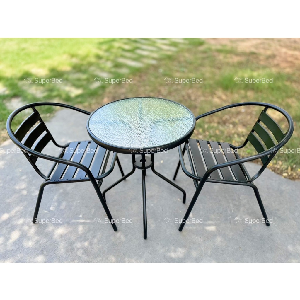 จัดส่งทั่วประเทศ ชุดโต๊ะสนาม ไมอามี่ พร้อมเก้าอี้ ท๊อปโต๊ะกระจกนิรภัย หนา 4 มม มี 3 สีให้เลือก - รูปที่ 6