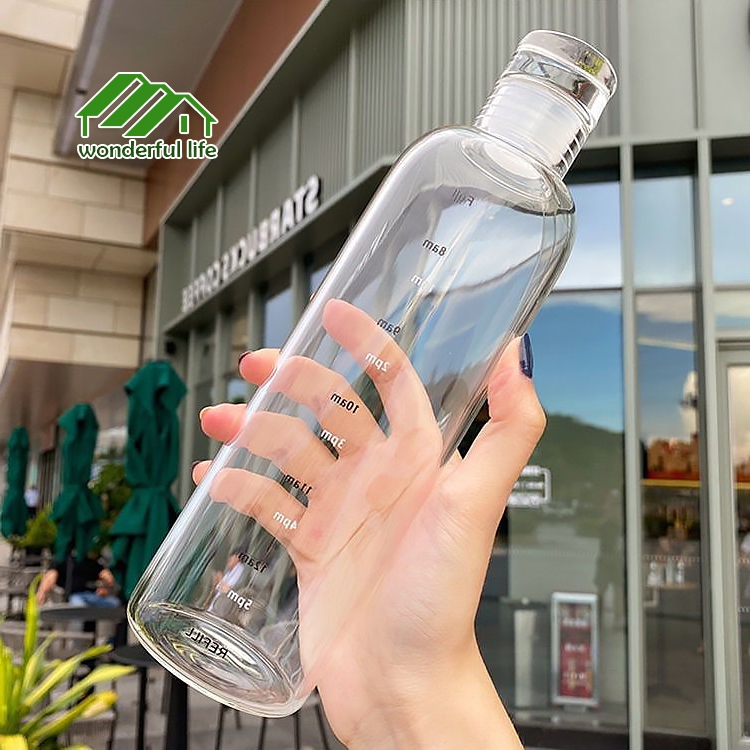 Wonderful life ขวดน้ำดื่มพลาสติกใสสไตล์มินิมอล 500 ml.