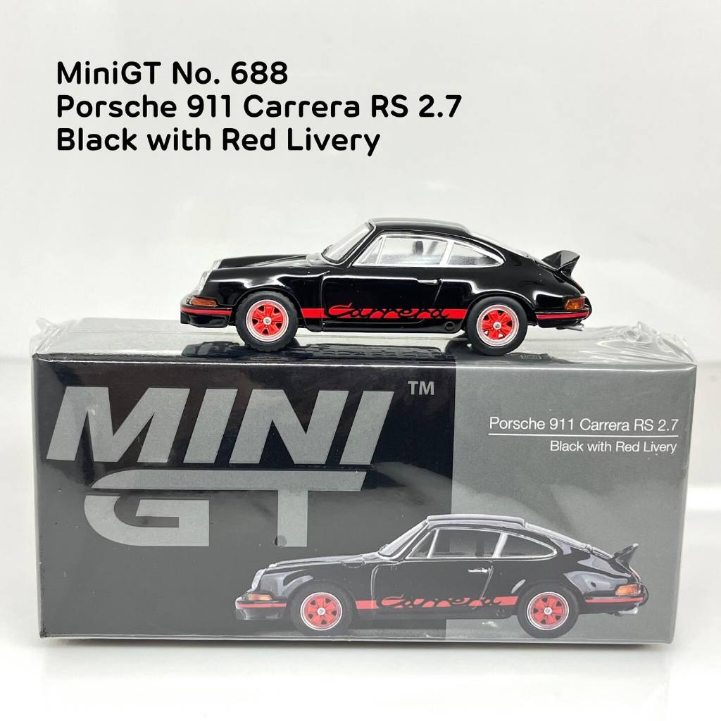 MiniGT 1/64 No. 688-R Porsche 911 Carrera RS 2.7 Black with Red Livery