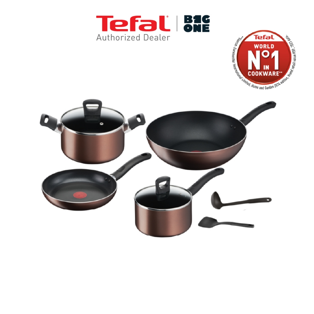 TEFAL ชุดเช็ตหม้อกระทะ 8 ชิ้น Day By Day รุ่น G143S895 ใช้ได้กับเตาทุกประเภทรวมทั้งเตาแม่เหล็กไฟฟ้า
