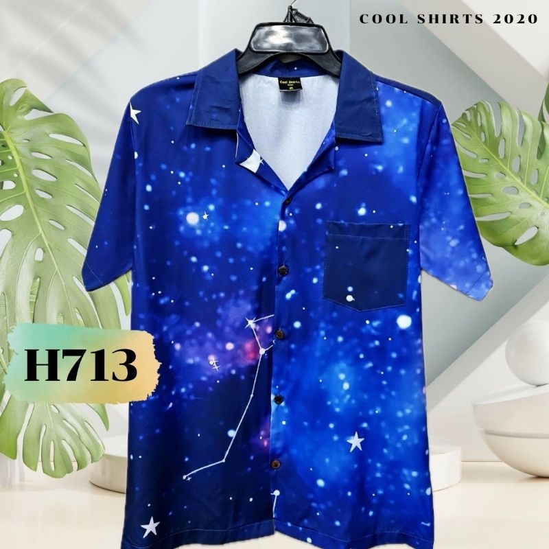 เสื้อฮาวาย ผ้าไหมอิตาลี กาแล็กซี่ H713