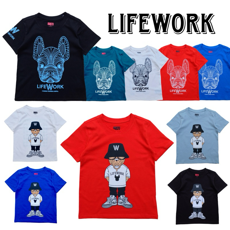 มีเก็บปลายทาง‼️เสื้อยืดเด็ก เกาหลี Lifework หล่อๆเท่ห์ๆ