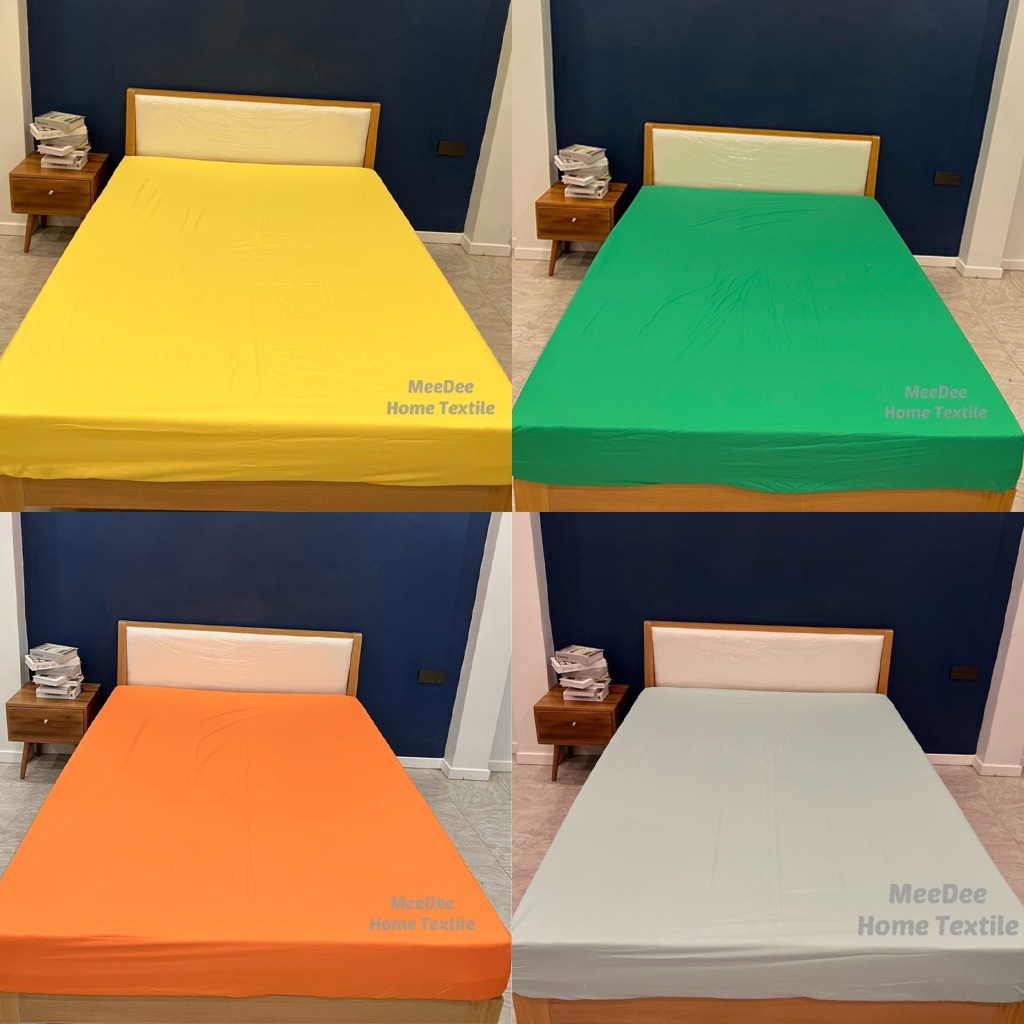 ผ้าปูที่นอนเดี่ยวทอลายเรียบ มุมสูง 10-12 นิ้ว มีหลายสีให้เลือก