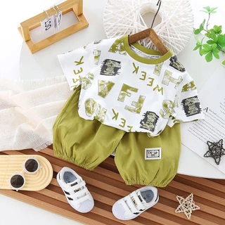 ชุดเด็กคอโปโลเสื้อ+กางเกงชุดเซทเด็ก เสื้อผ้าเด็กผู้ชาย Size80-120 DXT25