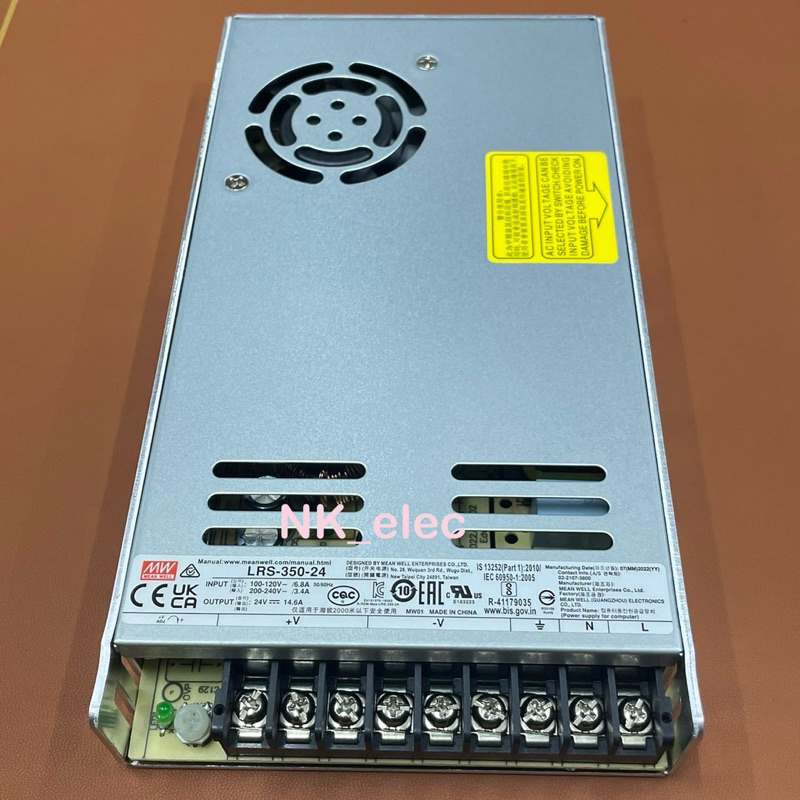 LRS-350-24 Switching Power Supply INPUT : 100-240VAC OUTPUT : + 24VDC 14.6A