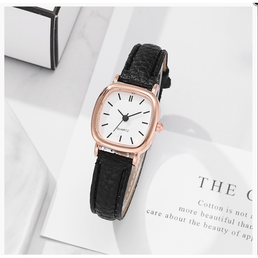 นาฬิกาข้อมือควอทซ์ หน้าปัดสี่เหลี่ยม ขนาดเล็ก เข้ากับทุกการแต่งกาย สไตล์เกาหลี แฟชั่นสําหรับผู้หญิง และนักเรียน - รูปที่ 4