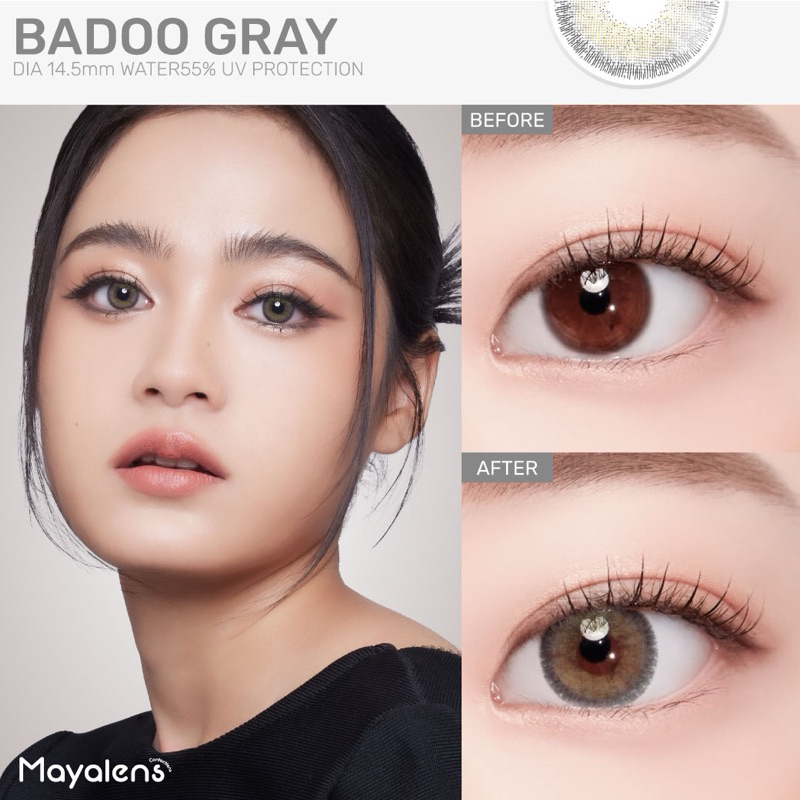 คอนแทคเลนส์สายนัว 😍 ลาย Badoo ครบสี เทา/น้ำตาล แบรนด์ mayalens 🍒