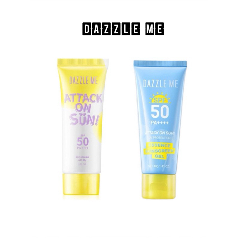 #กันแดด Dazzle Me Attack On Sun! Sunscreen SPF50 PA ++++กันแดดเนื้อบางเบา เนื้อครีม 30g./เนื้อเจล 40g.