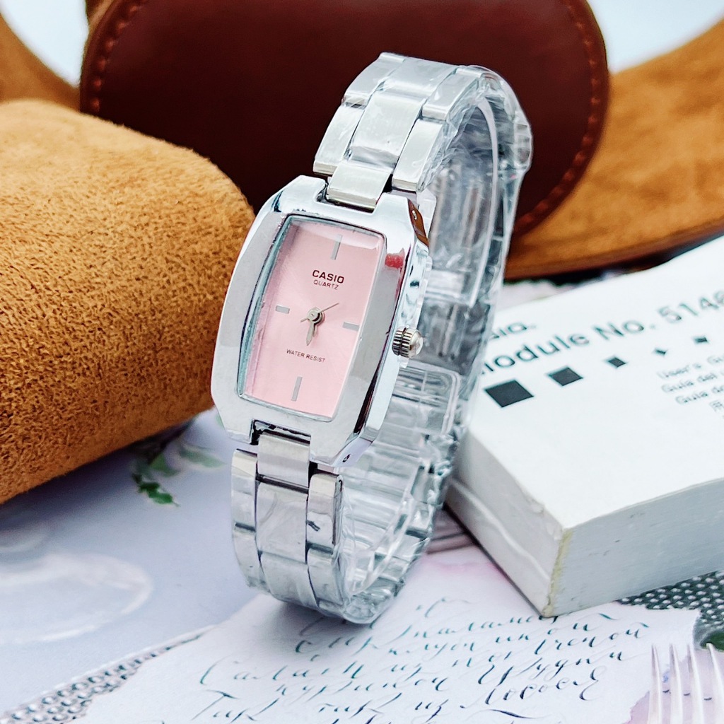 นาฬิกาข้อมือคาสิโอ้ สายเลท หน้าปัดสี่เหลี่ยมขนาด22มม. รุ่น LTP-1165A ดีไซน์จุดเพชร