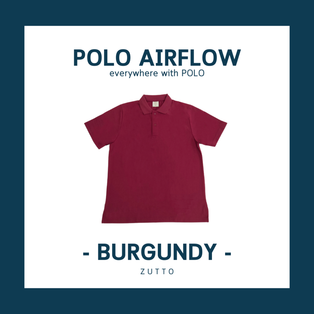 ZUTTO เสื้อโปโลพรางพุง รุ่น Airflow ไซส์ใหญ่ เสื้อผ้าคนอ้วน ผ้า Drytech l สีแดงเลือดหมู