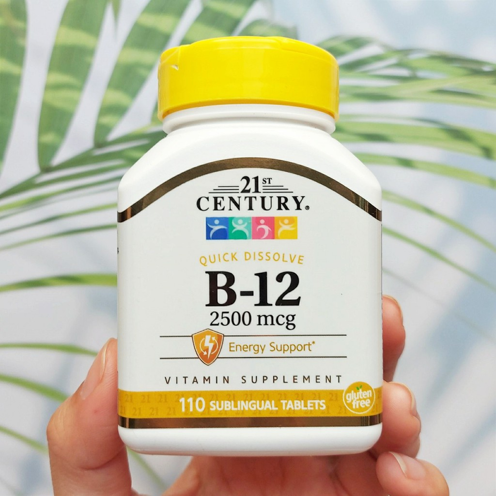 วิตามินบี B-12 2,500 mcg 110 Sublingual Tablets (21st Century®)